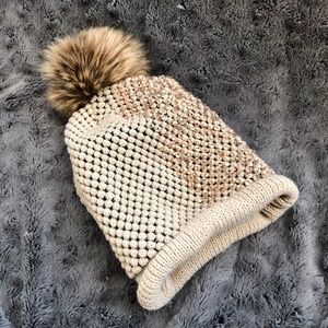 Francesca's Pom Pom Hat w Rose Gold Embellishments